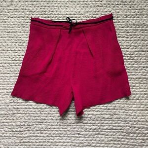 Maje High Waist Fuchsia Iliad Micro Pleat Accoridan Shorts